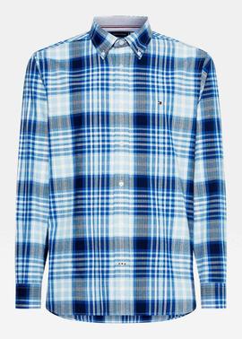 MIDSCALE FLANNEL CHECK SHIRT GREEK ISLE BLUE / MULTI