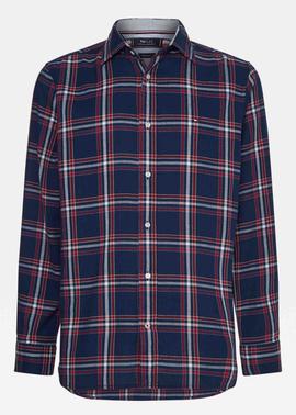 FLEX DOBBY CHECK SHIRT CARBON NAVY / REGATTA RED / MULTI