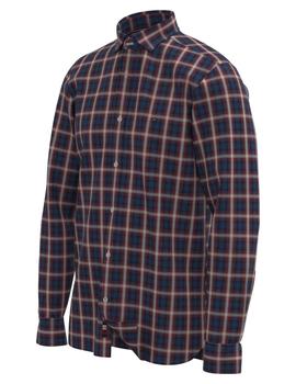 SLIM SMALL SHADOW CHECK SHIRT CARBON NAVY / PRIMARY RED
