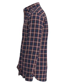 SLIM SMALL SHADOW CHECK SHIRT CARBON NAVY / PRIMARY RED