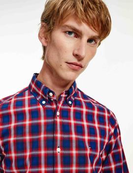 SLIM SMALL SHADOW CHECK SHIRT CARBON NAVY / PRIMARY RED