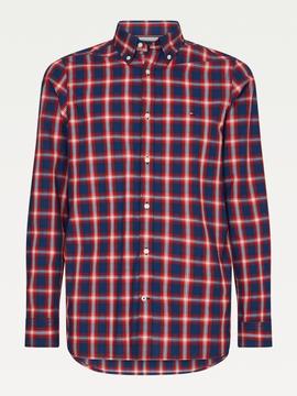 SLIM SMALL SHADOW CHECK SHIRT CARBON NAVY / PRIMARY RED