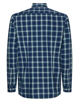 SLIM SMALL SHADOW CHECK SHIRT CARBON NAVY / SEA STEEL