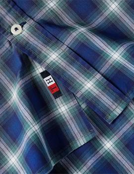 SLIM SMALL SHADOW CHECK SHIRT CARBON NAVY / SEA STEEL