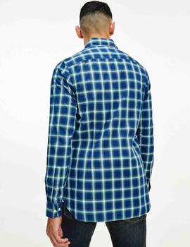 SLIM SMALL SHADOW CHECK SHIRT CARBON NAVY / SEA STEEL