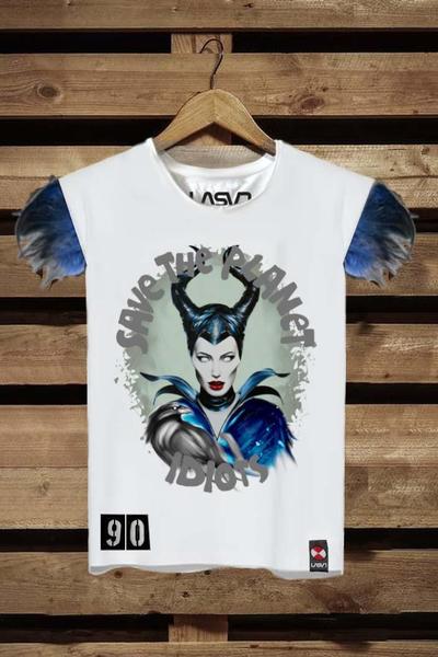 Camiseta Mujer Fit MALEFICA blanca