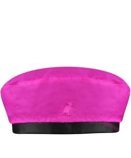 NYLON PLUSH REV BERET BLACK / ELECTRIC PINK