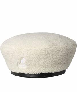 NYLON PLUSH REV BERET OFF WHITE / OIL GREEN