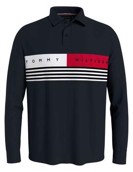 CORP CHEST STRIPE LS REGULAR FIT POLO DESERT SKY