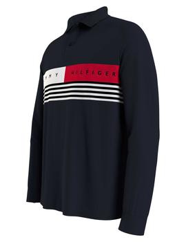 CORP CHEST STRIPE LS REGULAR FIT POLO DESERT SKY