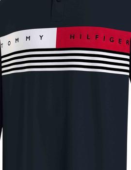 CORP CHEST STRIPE LS REGULAR FIT POLO DESERT SKY