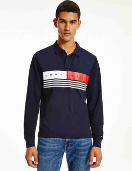 CORP CHEST STRIPE LS REGULAR FIT POLO DESERT SKY