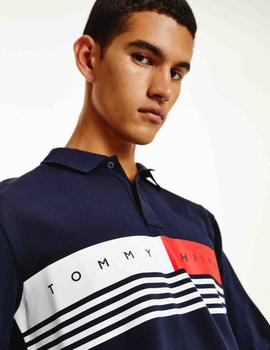 CORP CHEST STRIPE LS REGULAR FIT POLO DESERT SKY