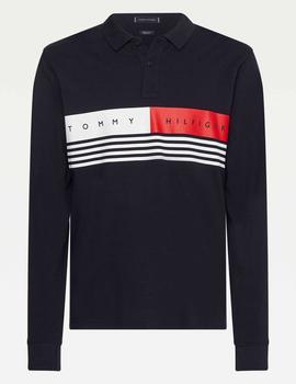 CORP CHEST STRIPE LS REGULAR FIT POLO DESERT SKY