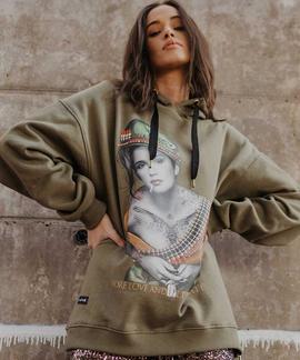 SUDADERA CAPUCHA OVERSIZE CINDY VERDE CAQUI