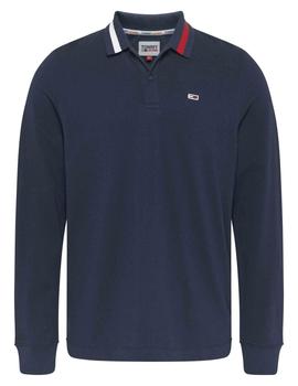 TJM LONG SLEEVE FLAG NECK POLO TWILIGHT NAVY