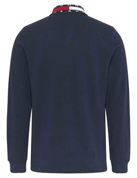 TJM LONG SLEEVE FLAG NECK POLO TWILIGHT NAVY