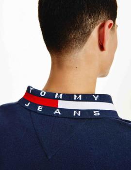 TJM LONG SLEEVE FLAG NECK POLO TWILIGHT NAVY