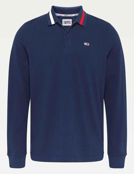 TJM LONG SLEEVE FLAG NECK POLO TWILIGHT NAVY