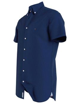 SOFT MICRO PRINT REGULAR FIT SHIRT CARBON NAVY