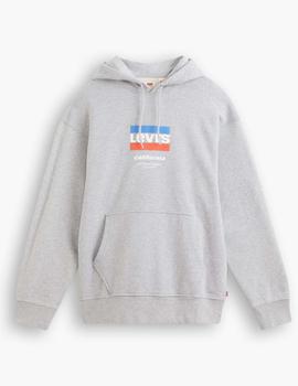 SUDADERA RELAXED FIT GRAPHIC POSTER LOGO GRIS