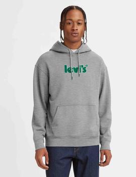 SUDADERA RELAXED FIT GRAPHIC POSTER LOGO GRIS