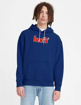 SUDADERA RELAXED FIT GRAPHIC POSTER LOGO AZUL