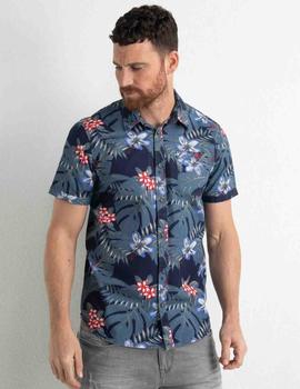 CAMISA MANGA CORTA FLORAL AZUL