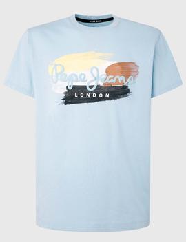 CAMISETA EFECTO PINTURA AEGIR CELESTE