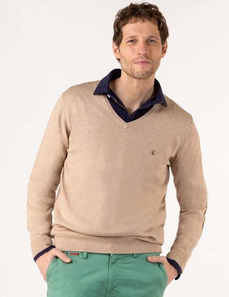 Jersey El Pulpo Cuello Pico Marron para Hombre