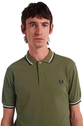 POLO TWIN TIPPED M3600 B57 MILITARY GREEN / ECRU / NAVY