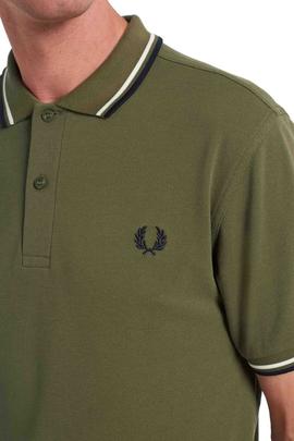 POLO TWIN TIPPED M3600 B57 MILITARY GREEN / ECRU / NAVY