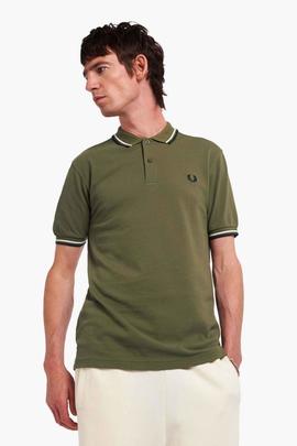 POLO TWIN TIPPED M3600 B57 MILITARY GREEN / ECRU / NAVY