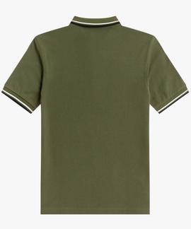 POLO TWIN TIPPED M3600 B57 MILITARY GREEN / ECRU / NAVY