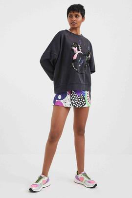 SUDADERA MICKEY PATCH FLOWER NEGRA