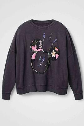 SUDADERA MICKEY PATCH FLOWER NEGRA