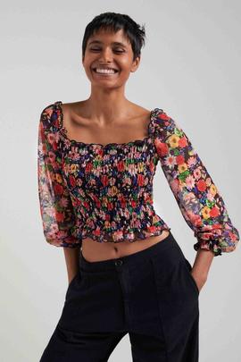 CAMISETA AILEA TUL FLORAL MULTICOLOR