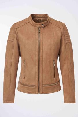 CAZADORA BIKER DE ECOPIEL CAMEL