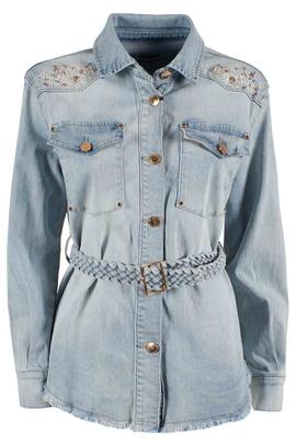 SOBRECAMISA DE MUJER EN DENIM AZUL CON CINTURÓN