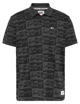 TJM RELAXED SIGNATURE AOP POLO BLACK