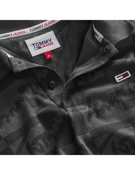 TJM RELAXED SIGNATURE AOP POLO BLACK