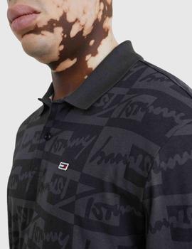 TJM RELAXED SIGNATURE AOP POLO BLACK