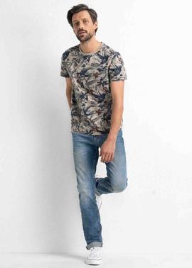 CAMISETA MANGA CORTA FLORAL BEIGE