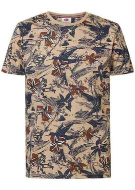 CAMISETA MANGA CORTA FLORAL BEIGE