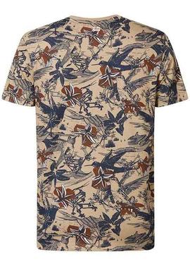 CAMISETA MANGA CORTA FLORAL BEIGE