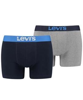 LEVIS MEN SOLID BASIC BOXER BRIEF 2 PACK NAVY BLAZER / BLUE