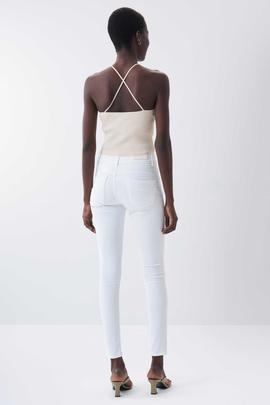 PANTALÓN VAQUERO SECRET SKINNY FIT HIGH RISE PUSH IN BLANCO