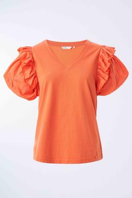 CAMISETA CON MANGA ABULLONADA NARANJA