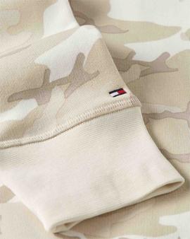 SUDADERA CON CAPUCHA Y ESTAMPADO DE CAMUFLAJE BEIGE