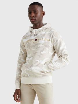 SUDADERA CON CAPUCHA Y ESTAMPADO DE CAMUFLAJE BEIGE